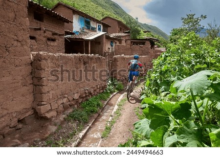 The Sacred Valley of Peru is not only a treasure trove of historical and cultural wonders but also a paradise for outdoor enthusiasts, including mountain bikers. Royalty-Free Stock Photo #2449494663