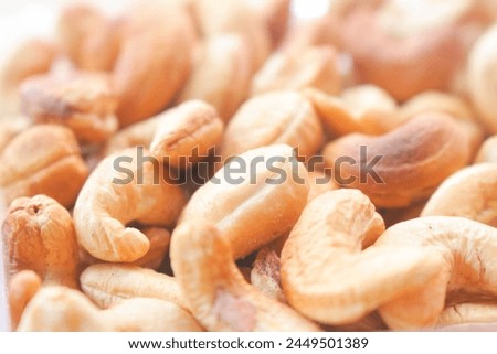 Close-up view of cashew nuts