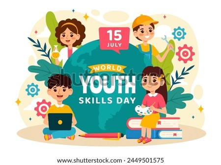 World Youth Skills Day Vector Illustration of People with Skills for Various Employment and Entrepreneurship in Flat Kids Cartoon Background Design
