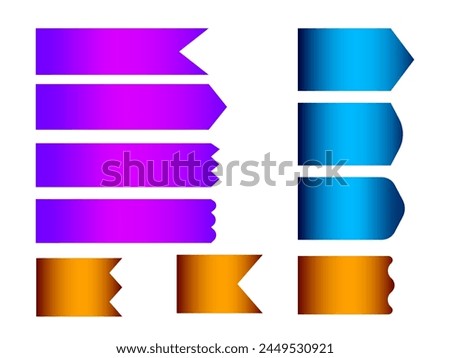 Ribbon elements. Modern simple ribbons collection. Flat banner ribbon for decorative design. Ribbons, Banners, badges, Labels Design Elements.