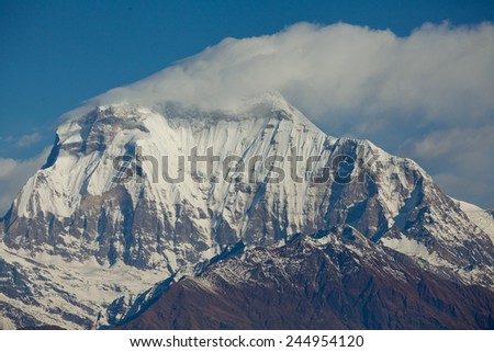 Peak of mount Dhaulagiri in Himalayas mountain NEPAL Great details See full size photo