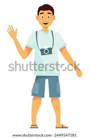 young male tourist with a camera
