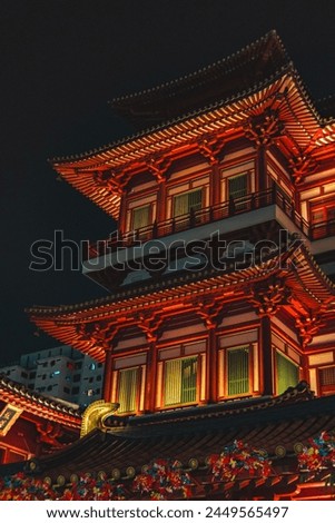 chinese temple architecture at night Royalty-Free Stock Photo #2449565497