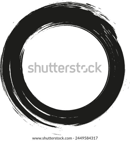 Grunge circle frame. Grunge circle drawn with brush strokes. A circle drawn in ink.