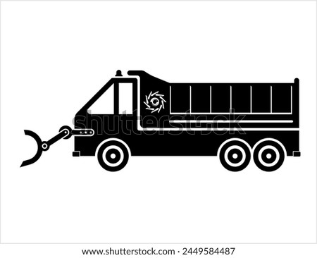 Snowplow Icon, Snow Plough, Snow Plow, Snowplough Icon, Vehicle Used To Remover Snow, Ice From Surface Vector Art Illustration