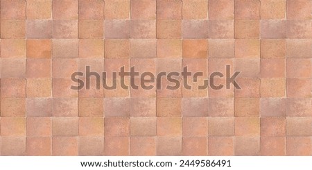 Brick pavement seamless texture useful for rendering applications - Old handmade terracotta tile flooring. Royalty-Free Stock Photo #2449586491