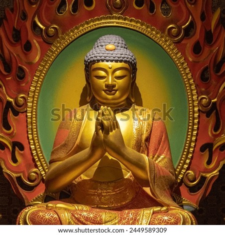 Lord Buddha is regarded as the founder of the world religion of Buddhism, and revered by most Buddhist schools as a savior, the Enlightened One who rediscovered an ancient path to release clinging  Royalty-Free Stock Photo #2449589309