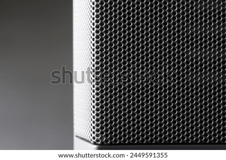 Mesh structure of the air filter mesh on the system unit of a modern computer. Photo. Copy space. Close-up
