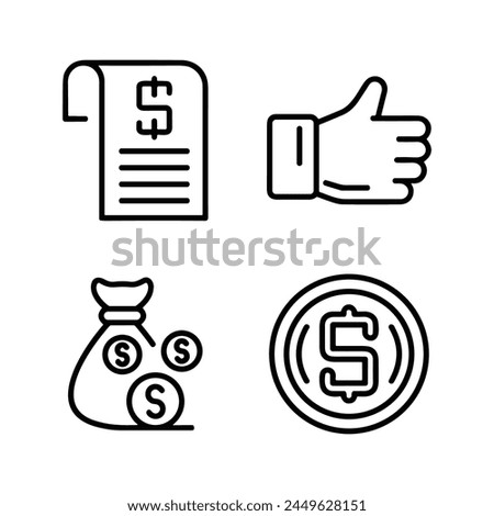 Set of line icon related to income, online shopping, money, business, pay. 