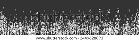Scattered numbers. White chalk digits flying chaotic. Back to school mathematics banner on blackboard background. Falling numbers vector illustration. Royalty-Free Stock Photo #2449628893
