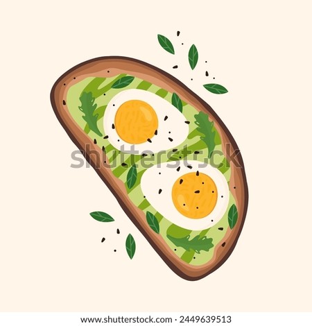 Toast with guacamole sauce and boiled eggs