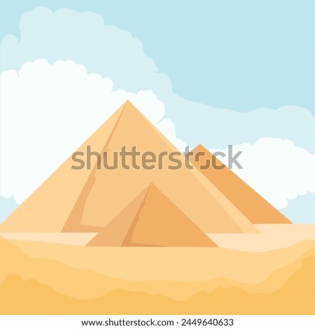 Egyptian desert The Giza pyramid complex, the Giza Necropolis. Greater Cairo, Egypt. Vector illustration Royalty-Free Stock Photo #2449640633
