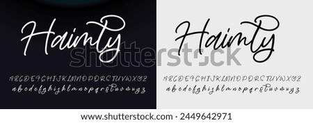 Signature Font Calligraphy Logotype Script Brush Font Type Font lettering handwritten Royalty-Free Stock Photo #2449642971