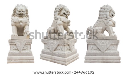 Chinese Imperial Lion Statue, Isolated  With Clipping Path