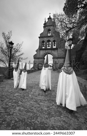 Penitents during Semana Santa (Holy Week), Aracena, Huelva, Andalucia, Spain, Europe Royalty-Free Stock Photo #2449663307