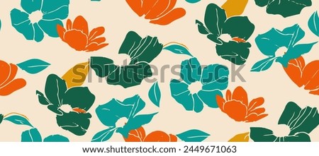 multicolor exotic hand drawn floral seamless pattern