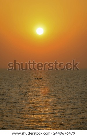 Sunset over the sea in India Kerala