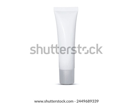 Cosmetic white tubes on white background, blank mockups for your branding or packaging design, natural beauty product concept, vertical