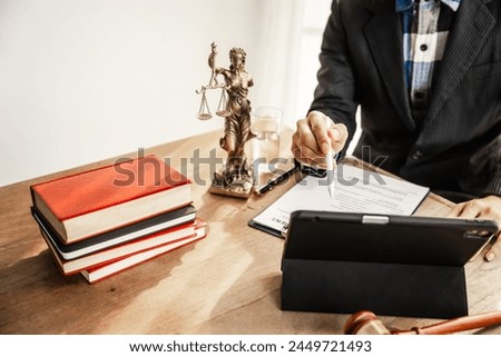 Online consulting in law leverages digital platforms for legal advice and guidance, ensuring access to justice while upholding principles of fairness, equality, accountability in legal proceedings. Royalty-Free Stock Photo #2449721493