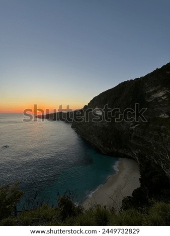 Private beach at sunset with beautiful water