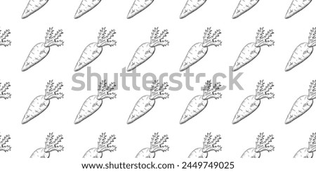 seamless pattern. the pattern. seamless. vegetables. an engraving of vegetables. an engraving. beautiful background for menus and banners. beet. leaves. carrot. natural. black lines. strokes.