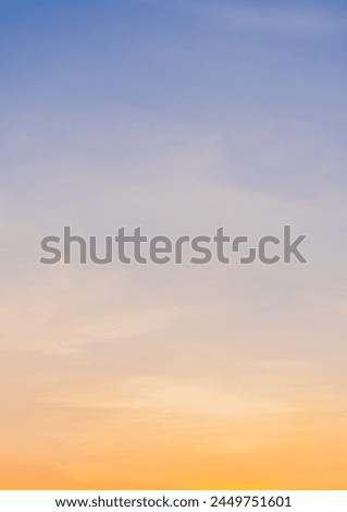 Sunset sky vertical, Evening sky Background with colorful orange sunlight in Summer season