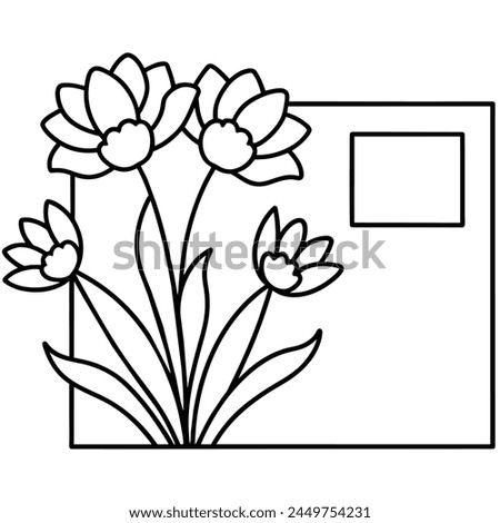 flower and leaf's decorative square frame illustration vector