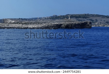 The view onto the St.Paul island near Malta an Paul statue