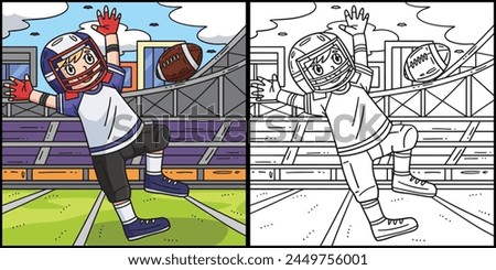 American Football Player with a Ball Illustration