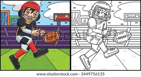 American Football Player Kicking Ball Illustration