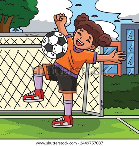Girl Bouncing a Soccer Ball Off Chest Colored 