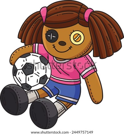 Plush Soccer Player Cartoon Colored Clipart 