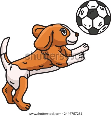 Dog Playing Soccer Cartoon Colored Clipart