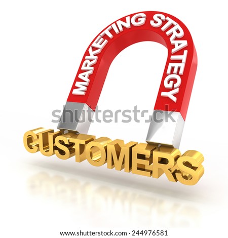 Marketing strategy to attract customers, 3d render, white background