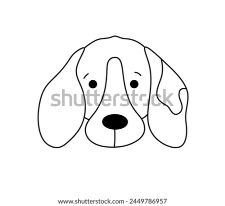 Vector isolated one single Beagle dog head face muzzle mask colorless black and white contour line easy drawing
