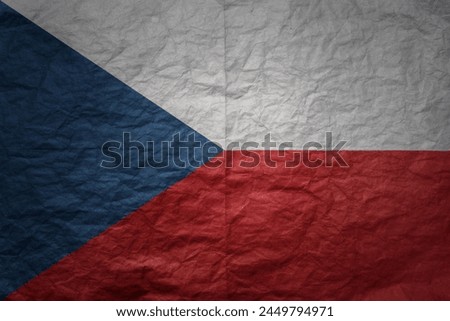 colorful big national flag of czech republic on a grunge old paper texture background