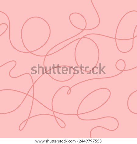 A series of abstract winding lines. Minimalist design, bright pink seamless background. Vector illustration. Royalty-Free Stock Photo #2449797553