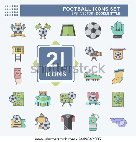 Icon Set Football. related to Sports symbol. doodle style. simple design illustration