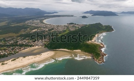 Guarda do Embaú Beach located in the state of Santa Catarina near Florianopolis. Aerial image of beach in Brazil, South America.