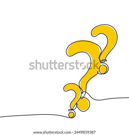 Question mark icon in sketch style. Help and quiz vector symbol. FAQ single continuous line. Editable stroke. Royalty-Free Stock Photo #2449859387