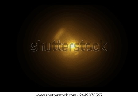 Digital lens flare with bright light isolated with black background. Used for texture and material. Light burst.