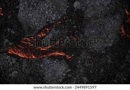 Aerial view of the texture of a solidifying lava field