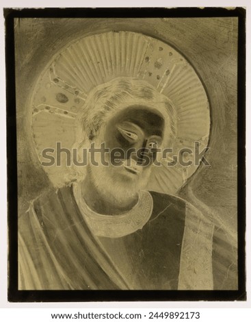 Large format glass negative with an image of Jesus Christ