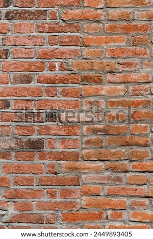 Panoramic view of empty, old, red brick wall background with copy space 3