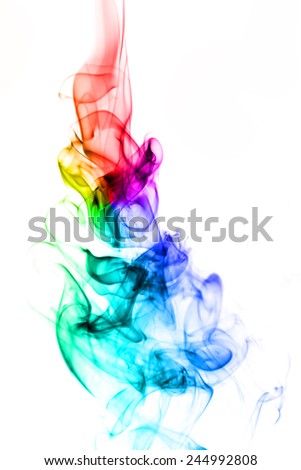 Colorful of smoke on white background.