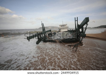 the barge on the beach