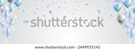 Party banner with blue balloons background. grand Opening Card luxury greeting rich	