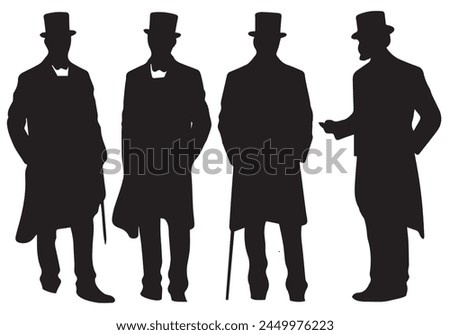 black silhouette group of man vector 