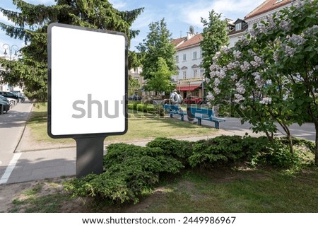 Billboard Mockup Of Outdoor Poster Advertising. Street Ad Lightbox Screen In The Old Town