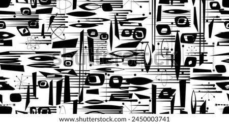 Glitch distorted grungy abstract forms . Halftone dots seamless pattern texture. Grange shapes .Grunge textured . Vector shapes with speed lines.Screen print endless pattern texture